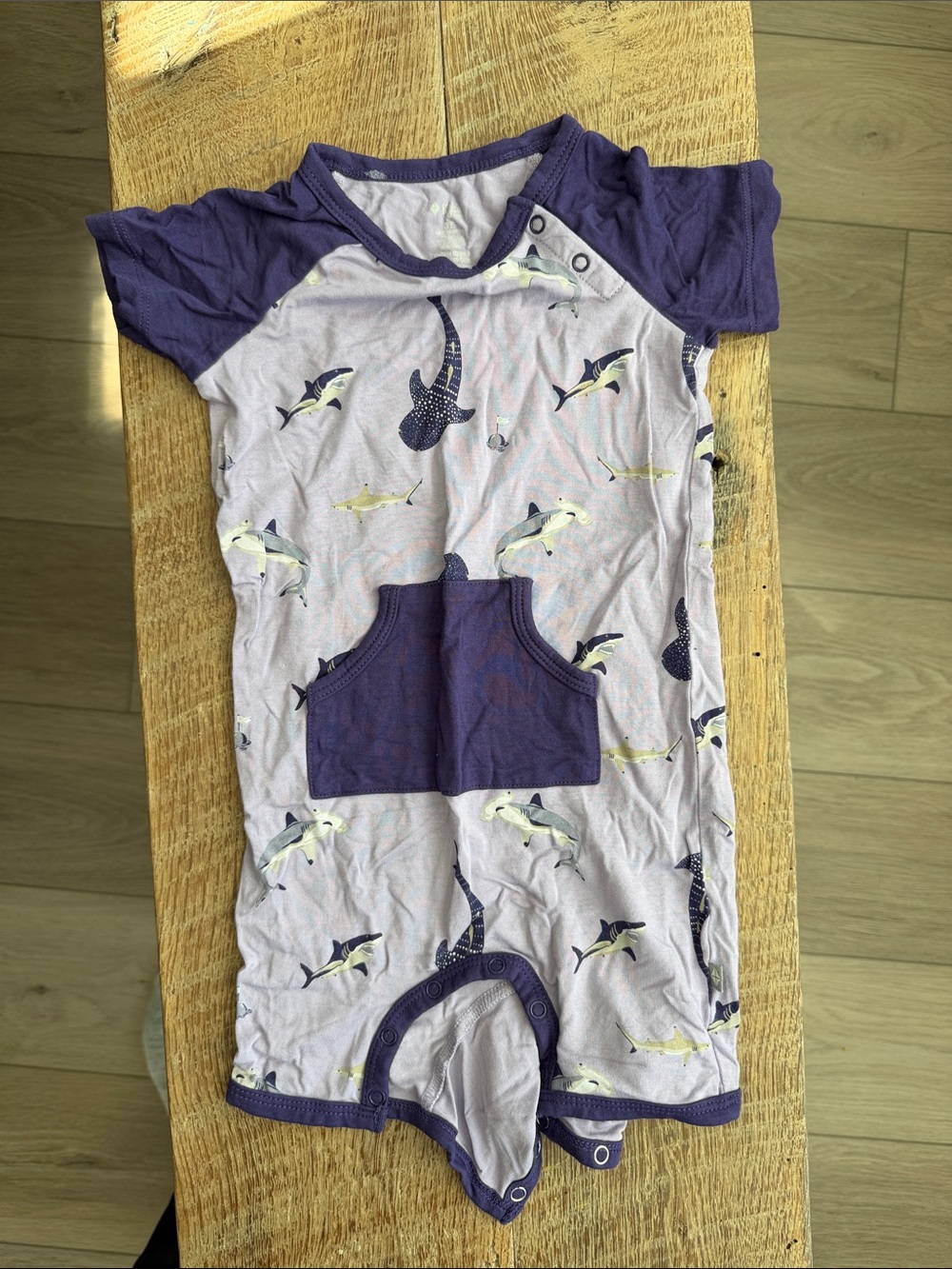 Kyte BABY Purple Taro Shark Print short all